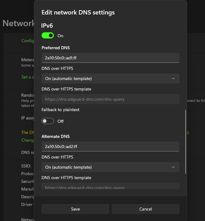 Configuração de DNS do Windows 11 com Adguard